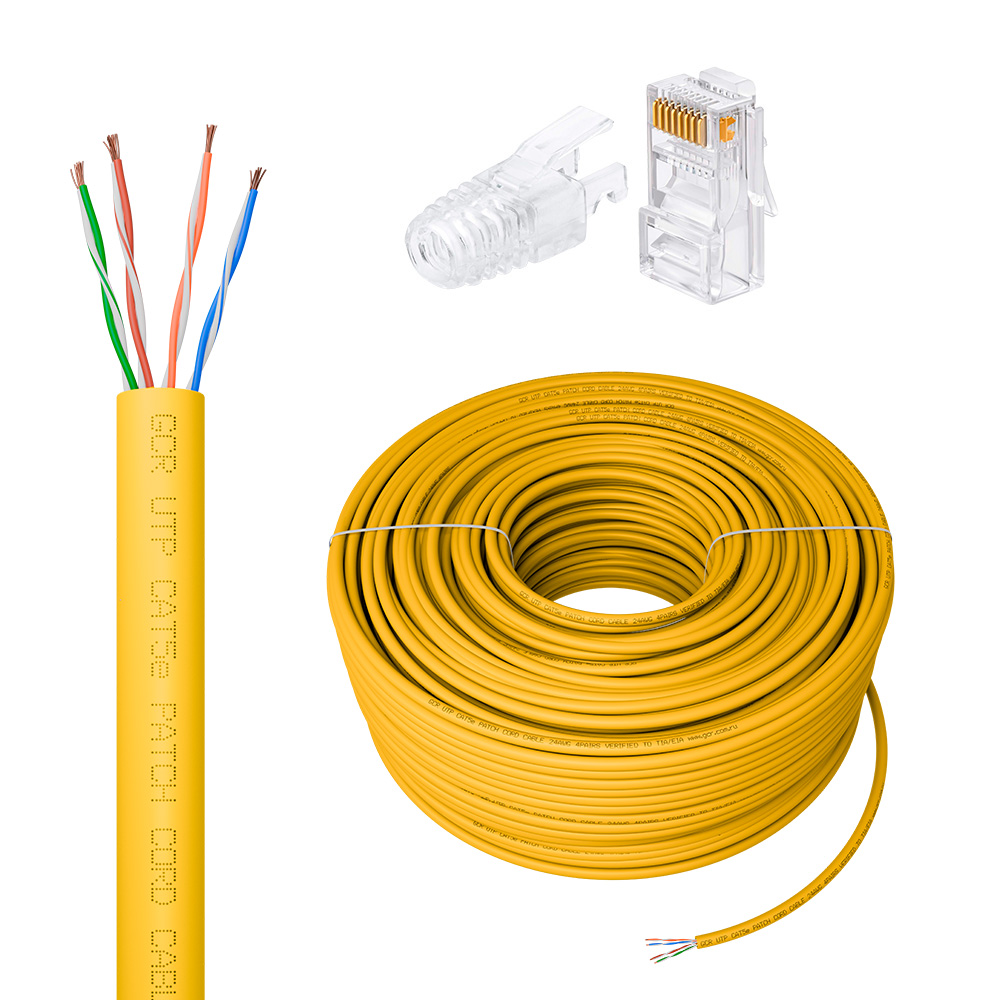 GCR PRO Кабель LAN DIY витая пара в бухте UTP кат.5e CCA + коннекторы RJ-45 8p8c