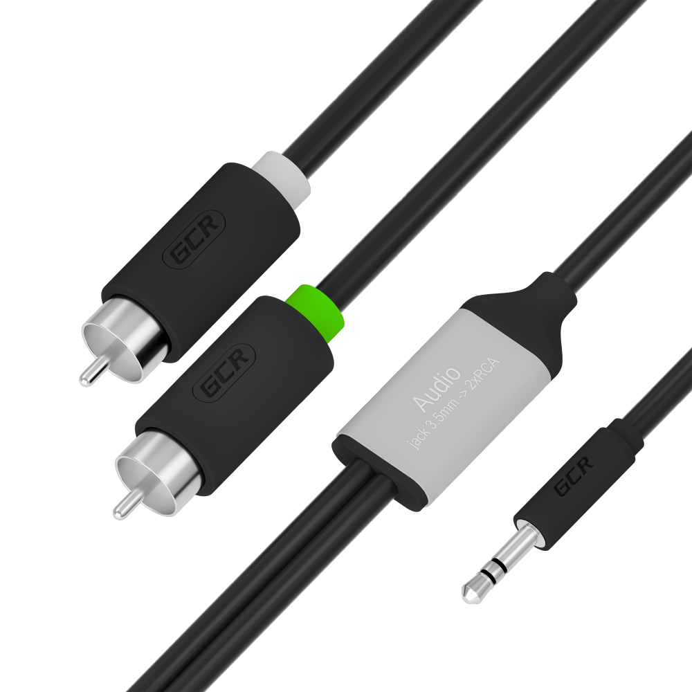 GCR PRO Кабель переходник аудио jack 3.5mm / RCA x2 M/M
