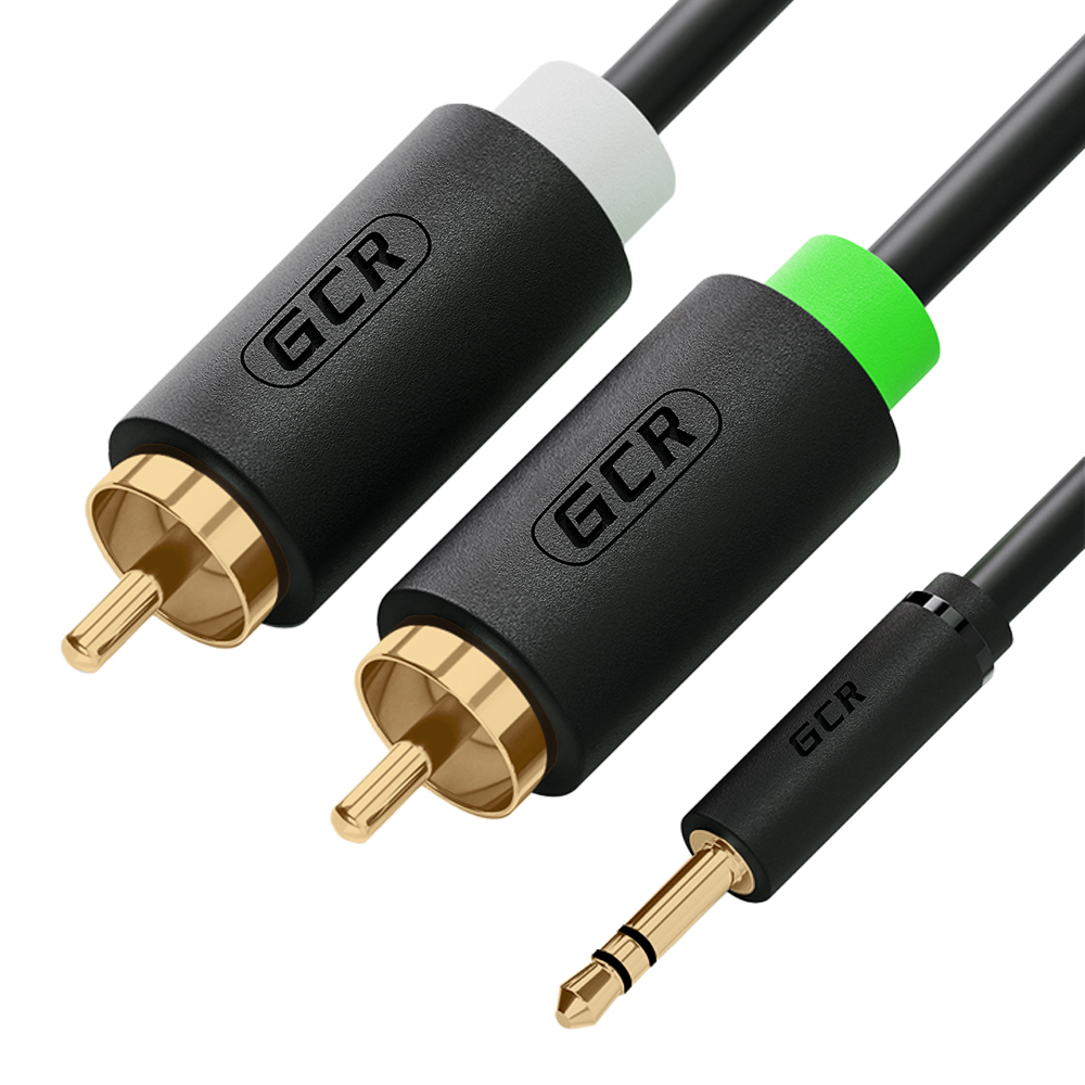 GCR PRO Кабель переходник jack 3.5mm / RCA x2 M/M GOLD
