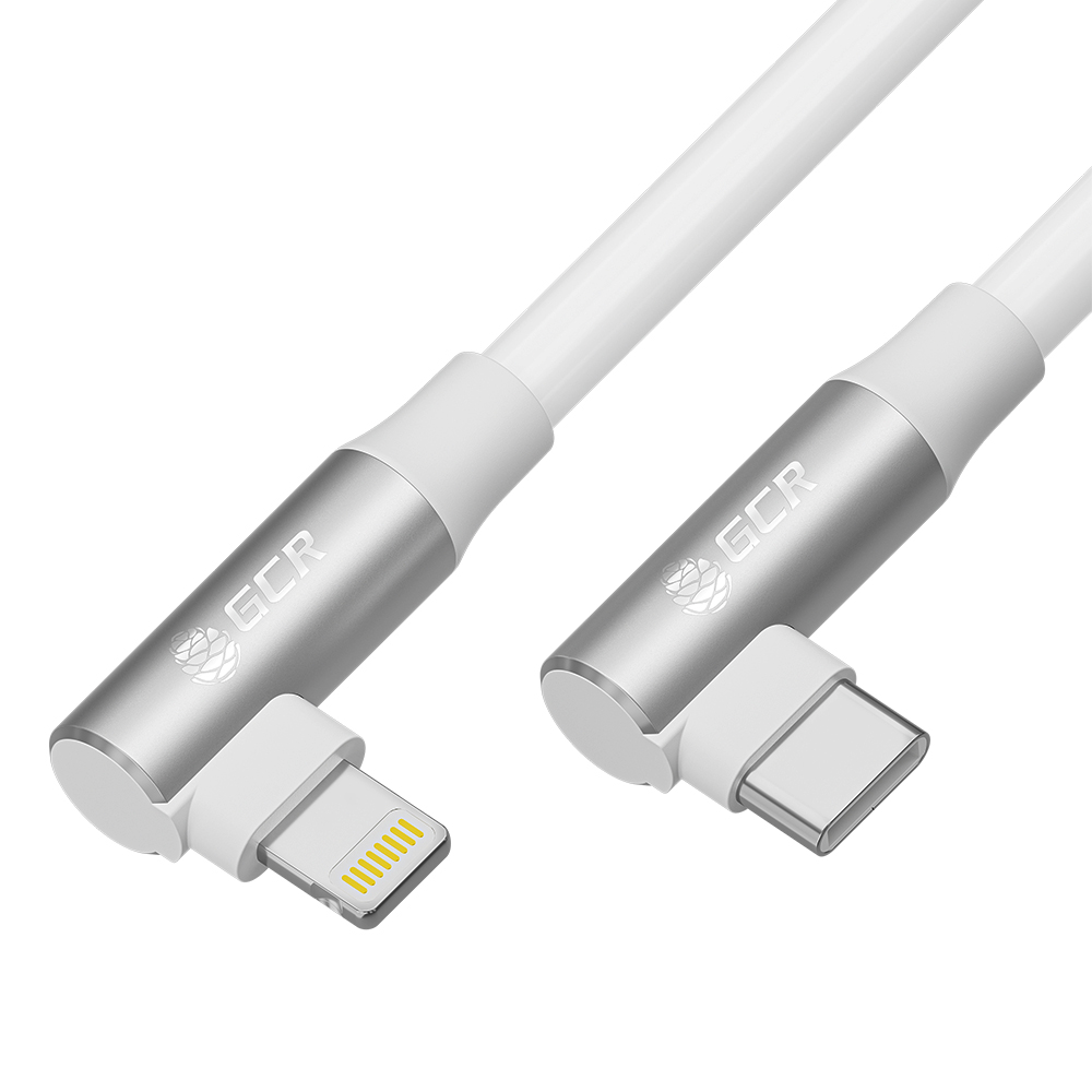 GCR PRO Кабель угловой TypeC/Lightning быстрая зарядка 18W PD короткий для PowerBank силикон