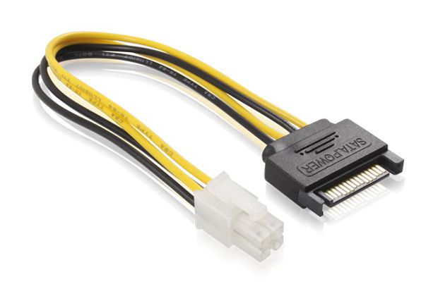 Кабель питания 0.15m, SATA POWER 15pin / ATX 4pin