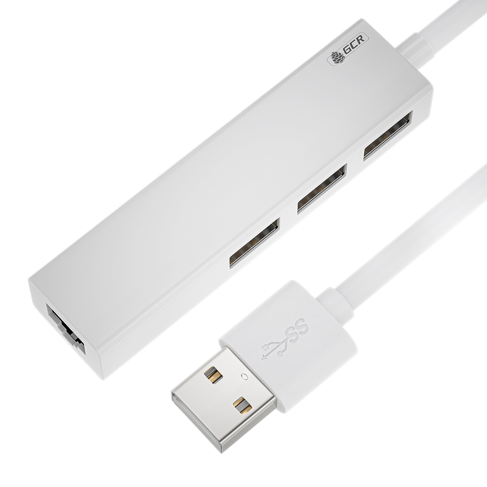 GCR PRO USB 2.0 Разветвитель на 3 порта + Ethernet RJ-45