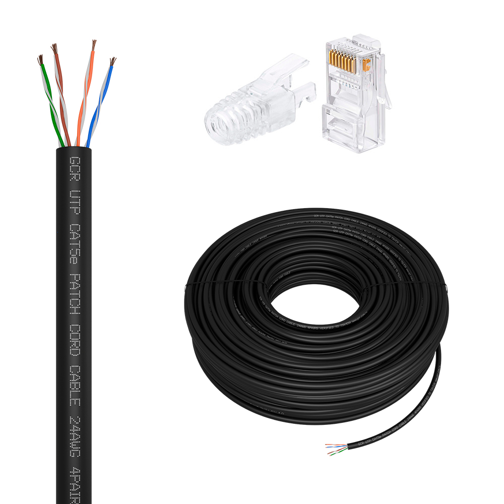 GCR PRO Кабель LAN DIY витая пара в бухте UTP кат.5e CCA + коннекторы RJ-45 8p8c