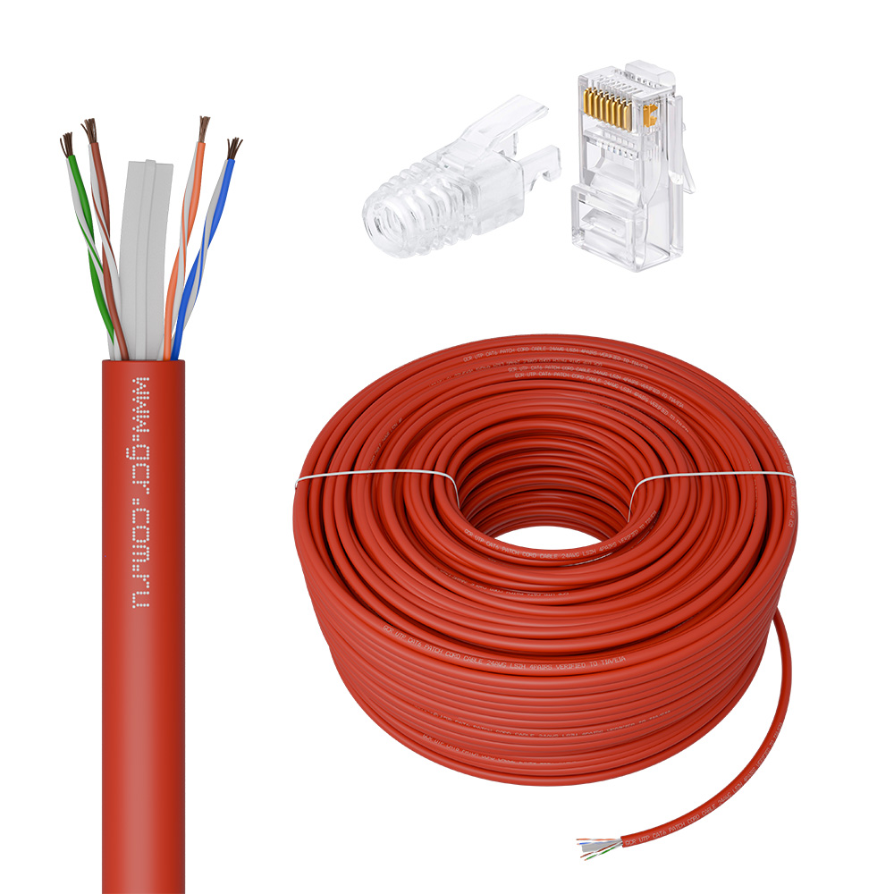 GCR PRO Кабель LAN DIY витая пара в бухте UTP кат.6А CCA LSZH + коннекторы RJ-45 8p8c