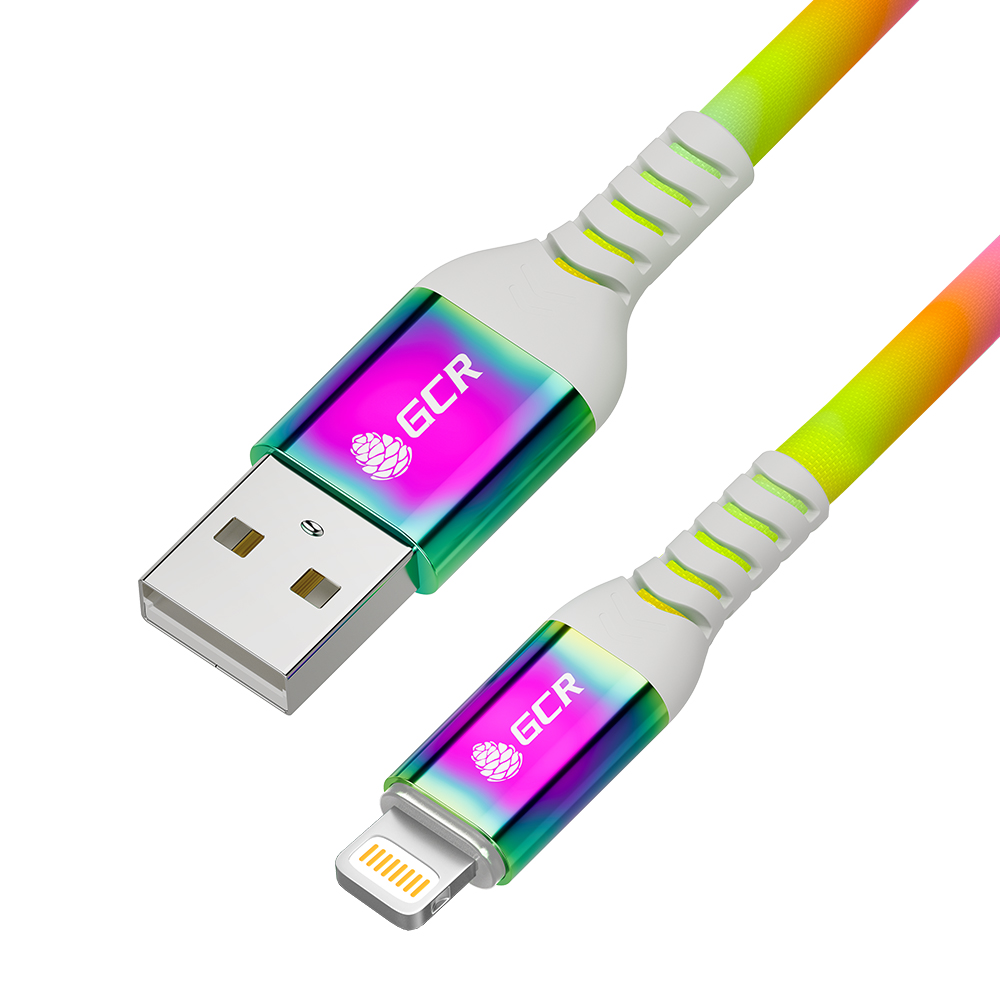 GCR PRO Кабель AM/Lightning для iPhone Max 2.4A в оплетке текстиль GRADIENT