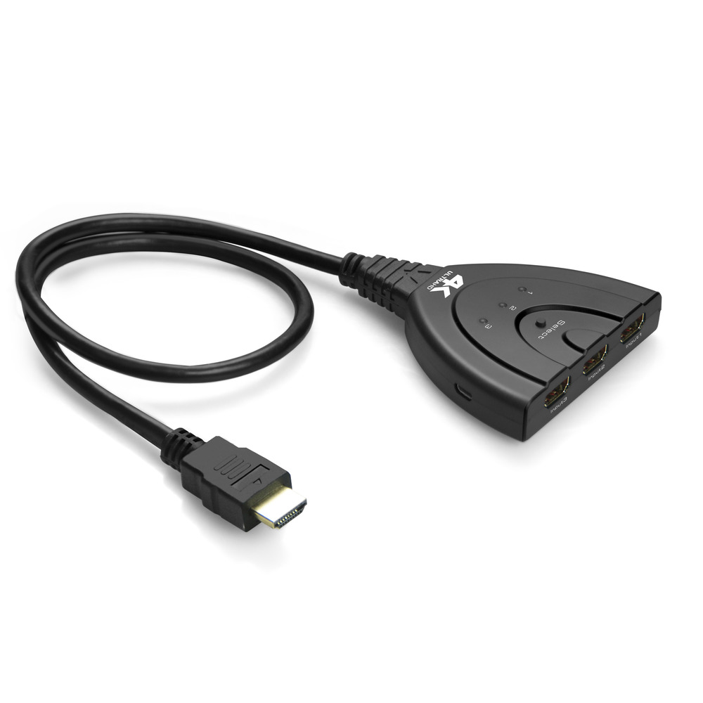 Переключатель HDMI 1.4, три устройства к одному, для одновременного подключения домашнего кинотеатра, игровых консолей, приставок, проектора, 4K30Hz  + USB доп. питание