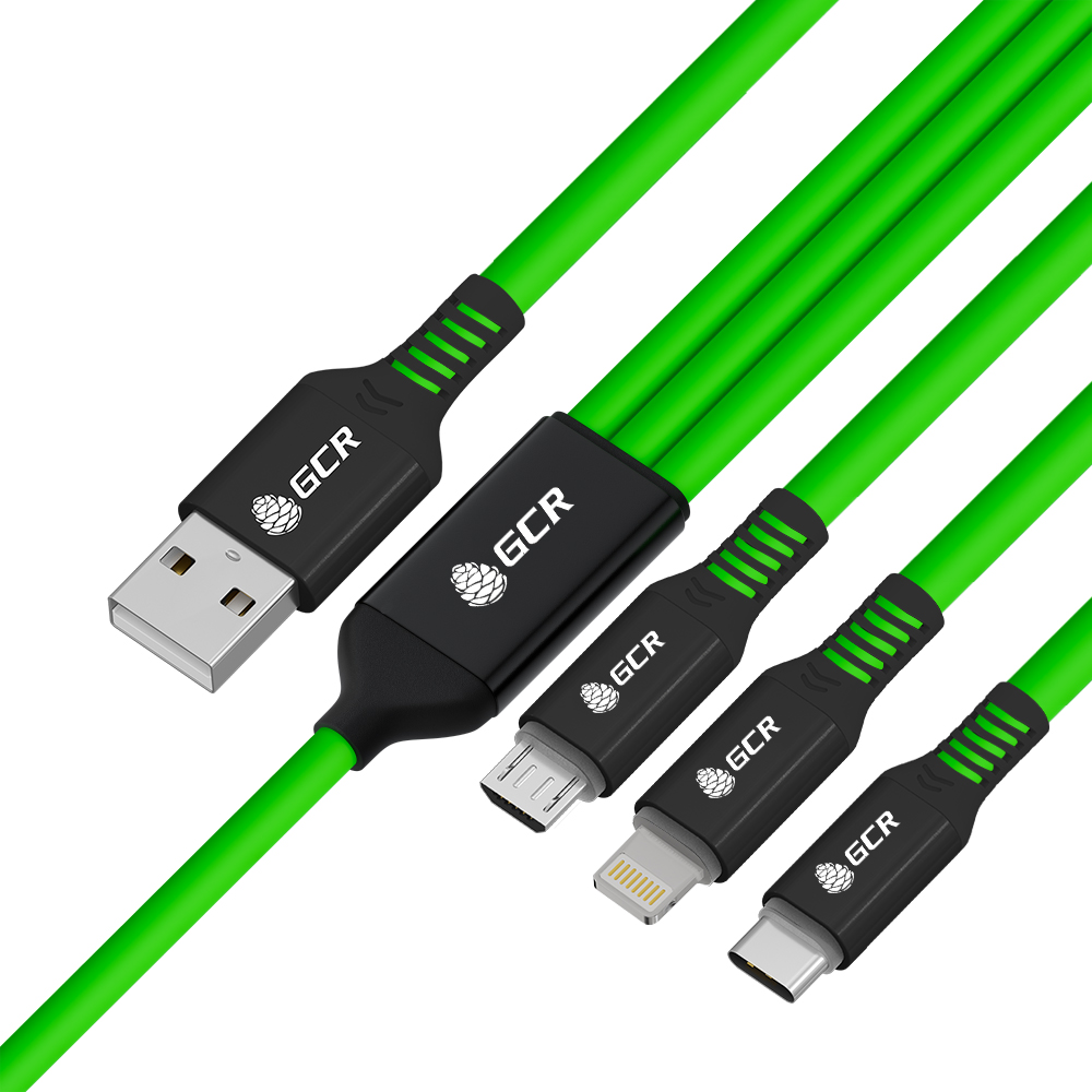 GCR PRO Кабель 3в1 MicroUSB TypeC Lightning для зарядки NO Data