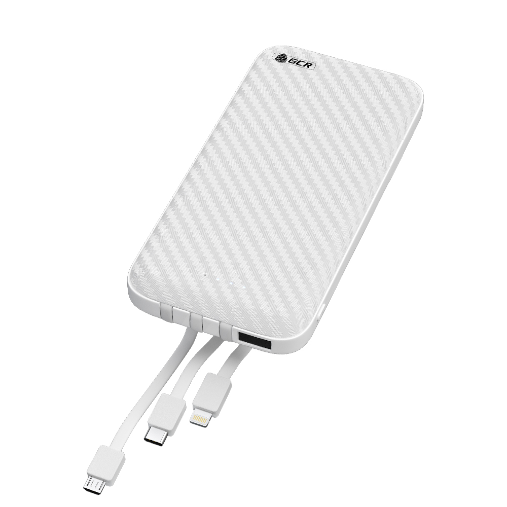 GCR PRO PowerBank 10000mAh встроенные кабели MicroUSB/Type-C/Lightning