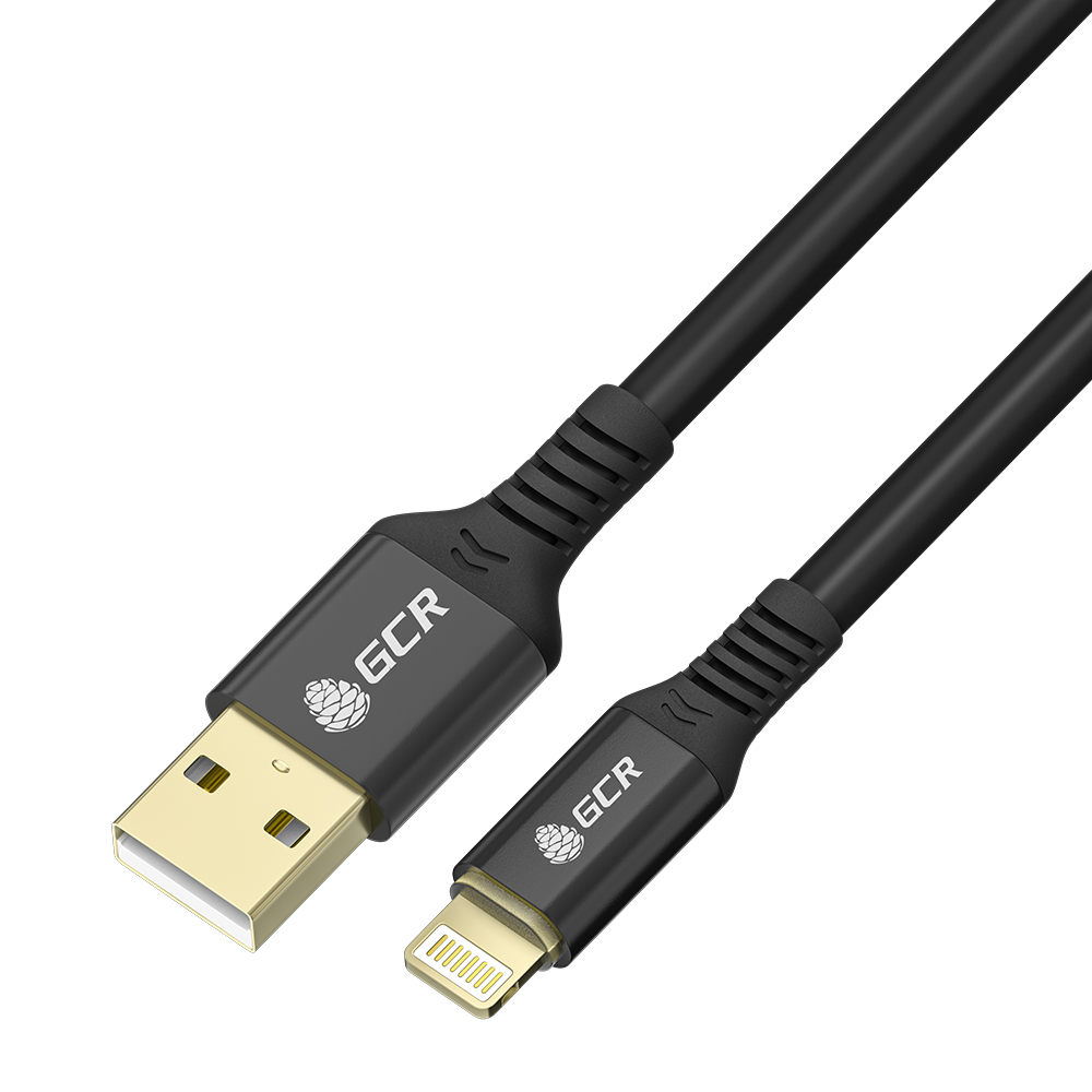 GCR PRO Кабель AM/Lightning GOLD для iPhone Max 2.4A силикон