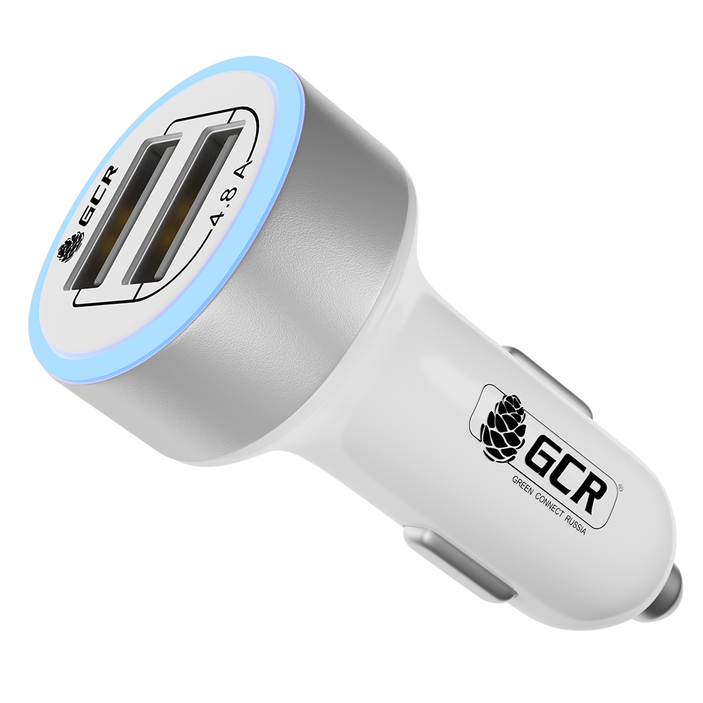 GCR PRO Автомобильное зарядное устройство 2*USB A 4.8A