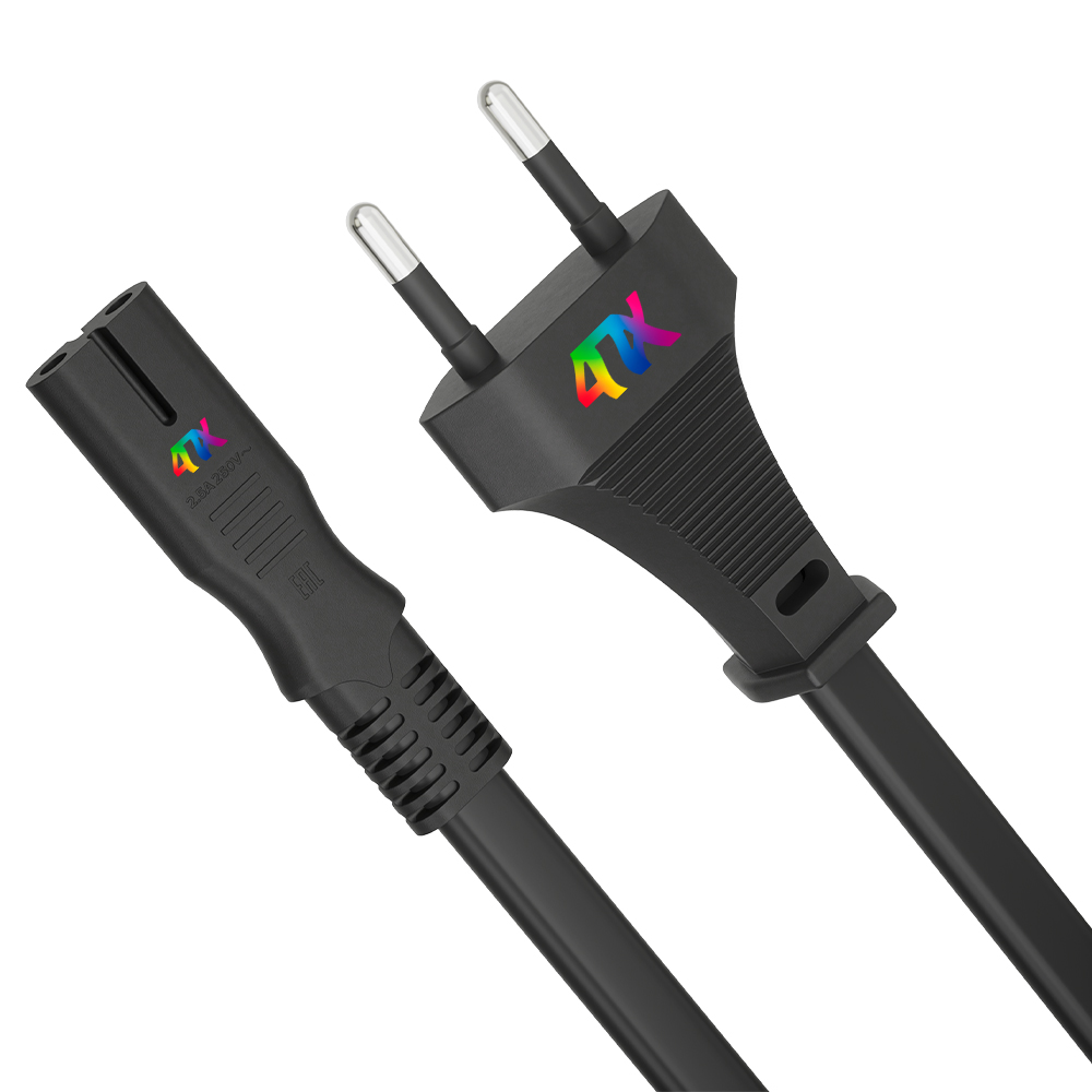 Сетевой кабель питания С7 восьмерка 2 pin 2*0,5мм 220V для PS3 PS4 PS5 XBoX