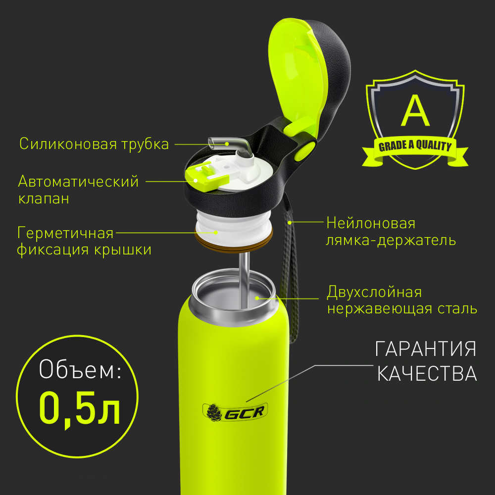 GCR PRO Термос-бутылка 500мл нержавеющая сталь