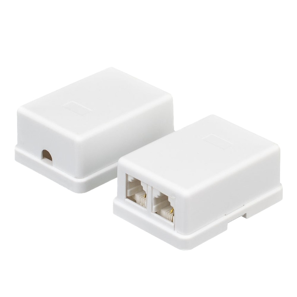 Телефонная розетка на 2 порта накладная RJ-11 6p4c белая