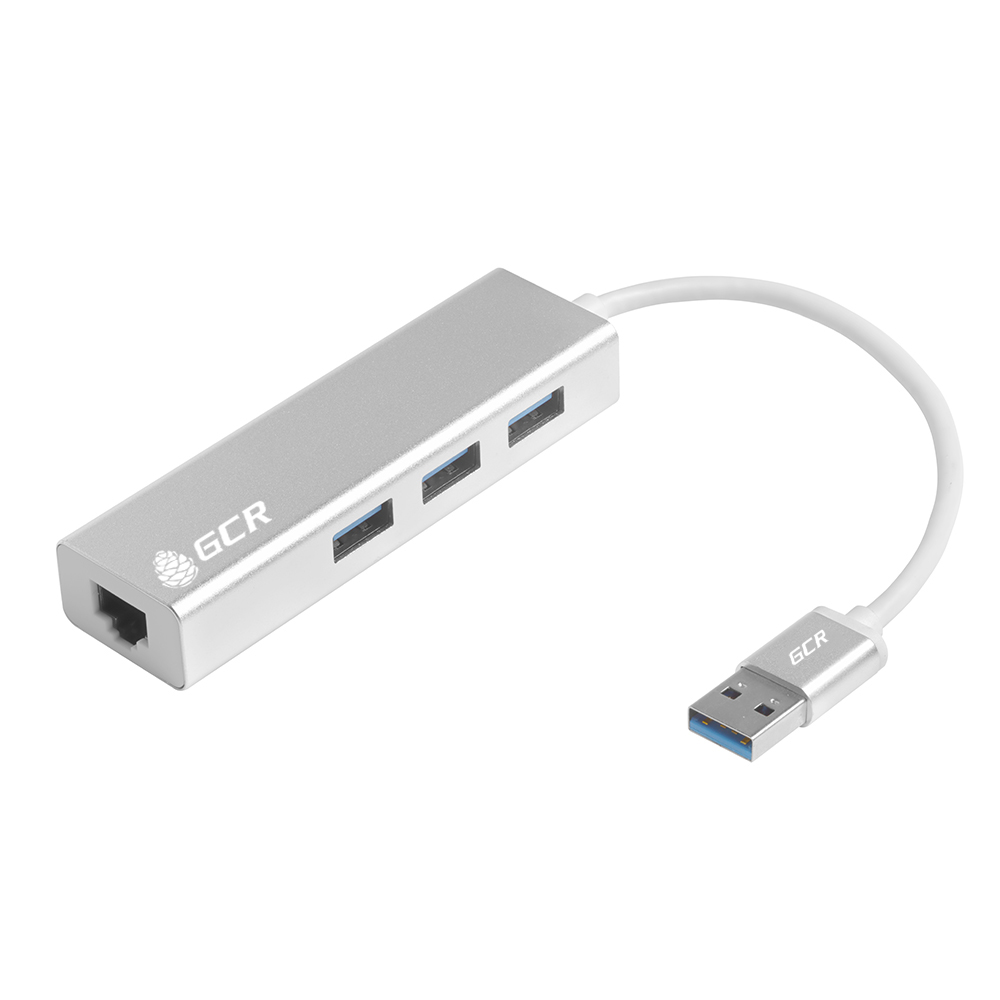 GCR PRO USB 3.0 Разветвитель на 3 порта + Ethernet RJ-45 метал