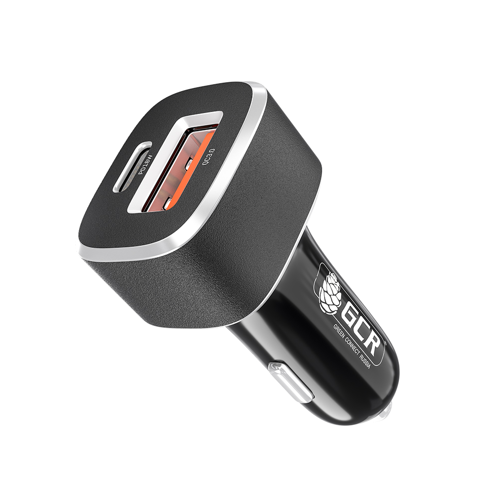 GCR PRO Автомобильное зарядное устройство 2в1 USB QC3.0 + Type-C PD 18W