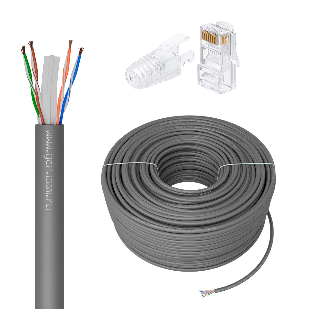 GCR PRO Кабель LAN DIY витая пара в бухте UTP кат.6А CCA LSZH + коннекторы RJ-45 8p8c