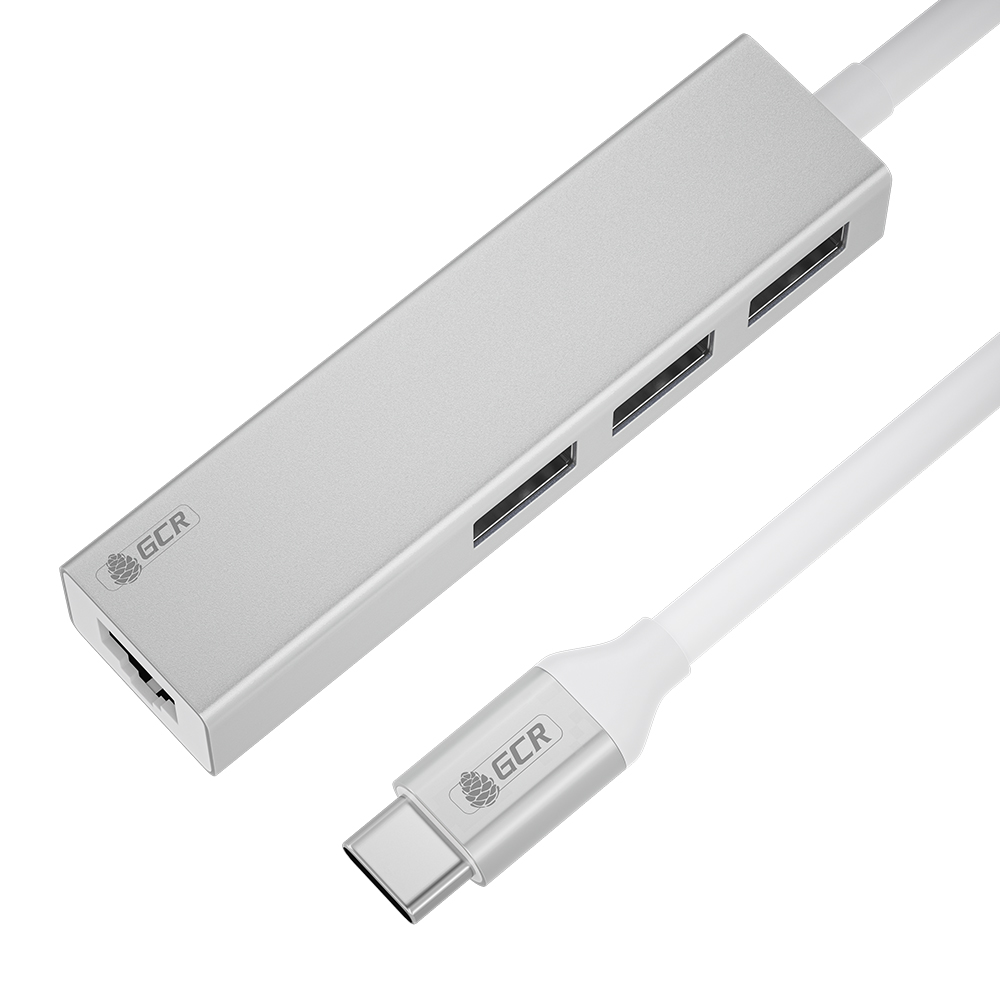 GCR PRO USB Hub Type-C 4в1 на 3xUSB 3.0 5Gbps + Gigabit Ethernet RJ45