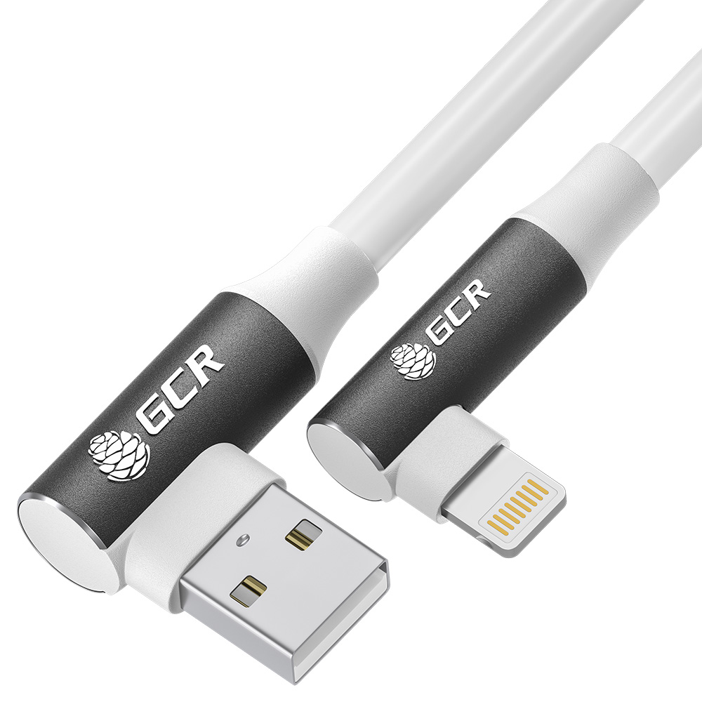 GCR PRO Кабель угловой AM/Lightning короткий для PowerBank Max 2.4A силикон