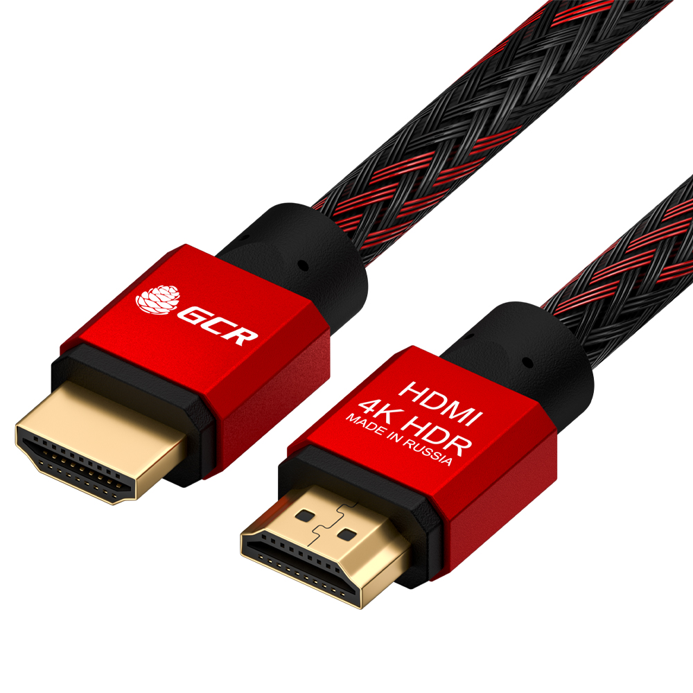 GCR PRO Кабель PROF HDMI 2.0 3Х экран UHD 4K 60Hz 18 Гбит в оплетке нейлон