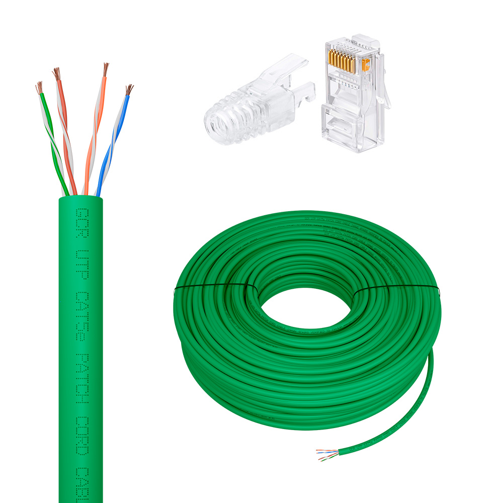 GCR PRO Кабель LAN DIY витая пара в бухте UTP кат.5e CCA + коннекторы RJ-45 8p8c