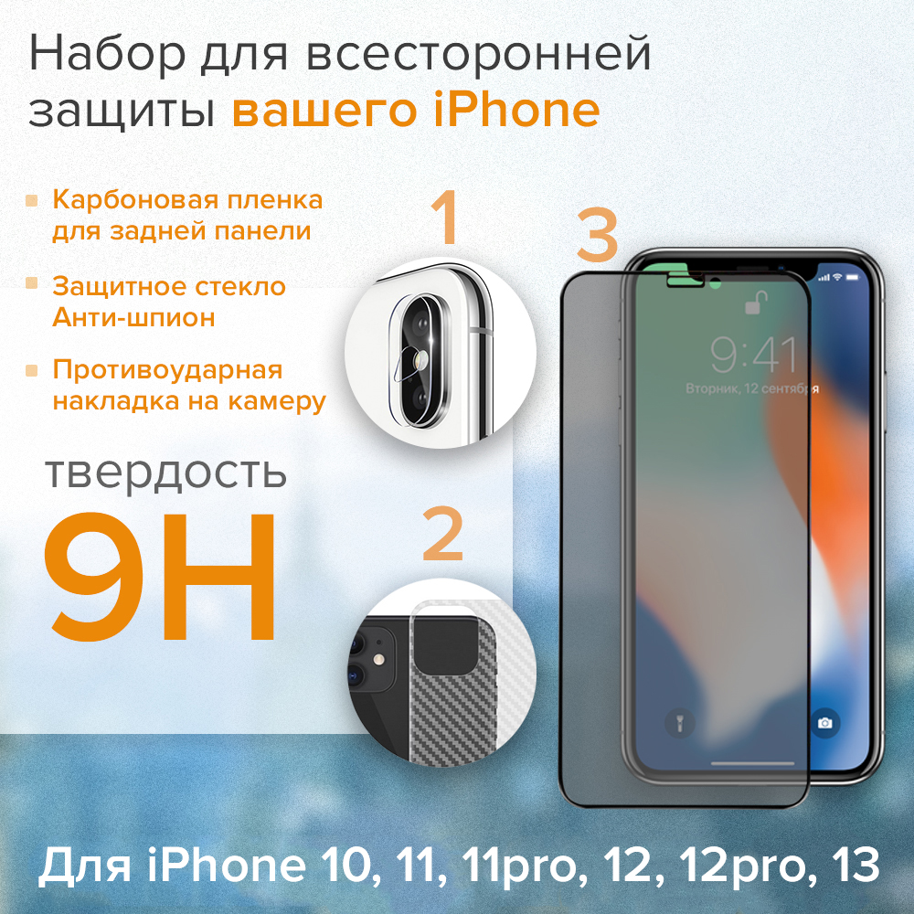 GCR PRO Комплект защитных стекол 3 в1 для iPhone